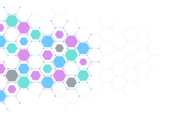 Graphic design element with abstract geometric background of simple hexagon pattern