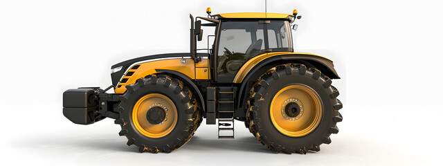 Powerful tractor design showcasing robust tires and modern features in a farming environment