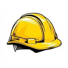 Fototapeta premium Bright yellow construction hard hat illustration highlighting safety gear for workers in various industries.