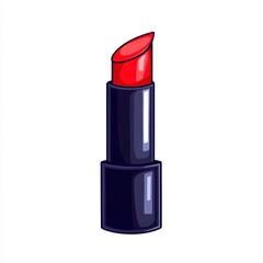 Obraz premium Stylish and vibrant red lipstick in a sleek black casing, perfect for beauty marketing and cosmetic promotions.