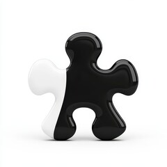 Obraz premium Black and white puzzle piece symbolizing harmony and balance in diversity and unity