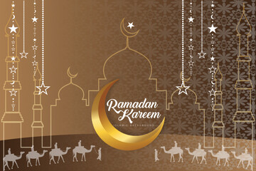 Ramadan kareem social media stories template with arabic calligraphy means generous holiday vector illustration. Ramadan is holy month in Islam