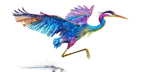 Obraz premium A Vibrant Heron Takes Flight