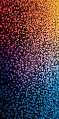 Abstract gradient texture with glowing orange and blue particles on a dark background.