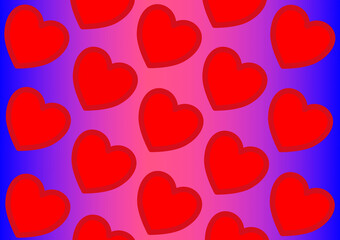 Gradient background and hearts, Valentine's day holiday.
