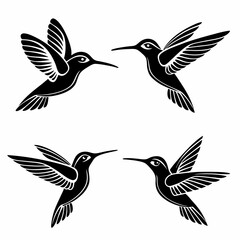 Obraz premium Set Of Hummingbird Silhouette Vector Illustration 