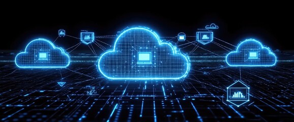 Exploring the Interconnected World of Cloud Computing: A Network of Data, Servers, and Secure Connections for Enhanced Efficiency and Accessibility, Showcasing Innovative Technology Solutions.