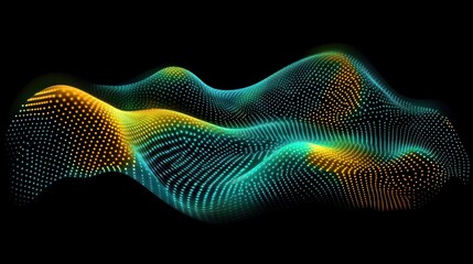 Abstract digital wave flowing, dark background, data visualization, tech design