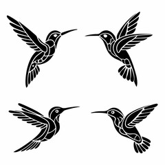 Fototapeta premium Hummingbird simple illustration silhouette set