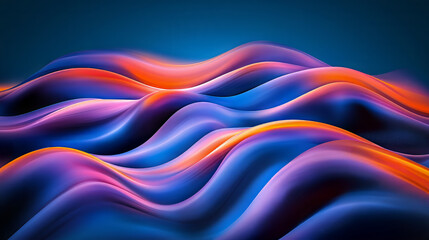 Textured flowing wavy blue and orange background banner template, AI generated