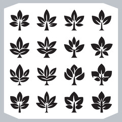 Stylish Tree Leaf Logotype Silhouettes Versatile Vector Illustrations for Designers