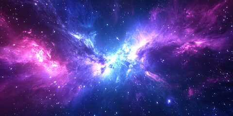 Obraz premium sky background with expressive and spectacular powerful northern lights in violet palette