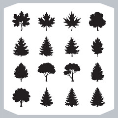Fototapeta premium Stylish Tree Leaf Logotype Silhouettes Versatile Vector Illustrations for Designers