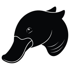 Platypus Head Silhouette Vector Art Illustration and Black Color Design