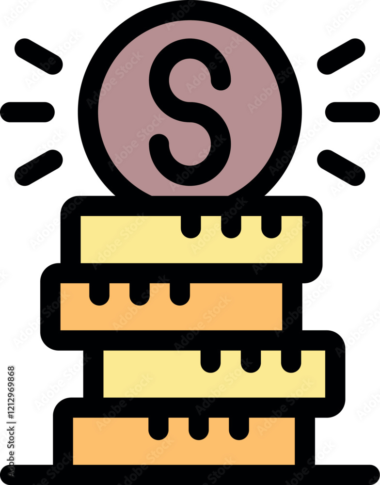 Poster measuring money growth, stack of coins with ruler marks and dollar symbol representing financial pro