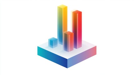 Colorful Isometric 3D Bar Graph Design