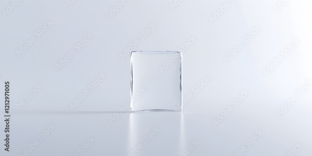 Poster clear glass block on a minimalist background. perfect for clean and modern design projects.