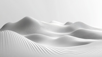 Abstract White Sculpted Wavy Landscape Design