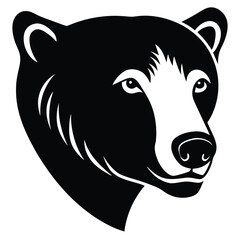Polar Bear Head Silhouette Vector Art Illustration and Polar Bear Black Color Design