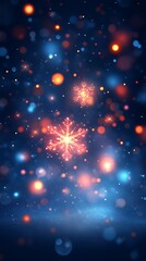 Obraz premium Glowing Snowflakes Falling Through Festive Lights