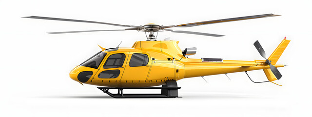 Fototapeta premium Yellow helicopter on display showcasing its design and features with a clean background