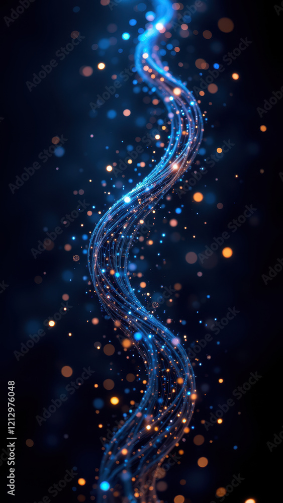 Poster a dynamic depiction of artificial intelligence with blue and white abstract elements resembling neur