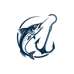 fish logo silhouette vector line art logo design