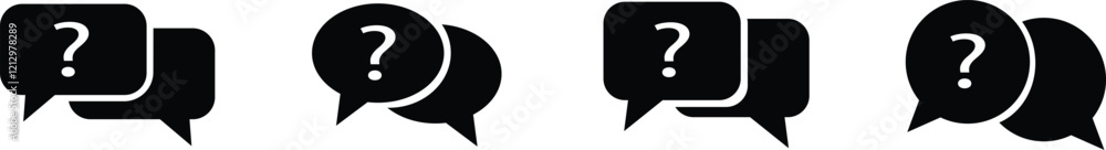 Poster chat message speech bubble vector for apps or website icon in flat set. online messaging discussion,