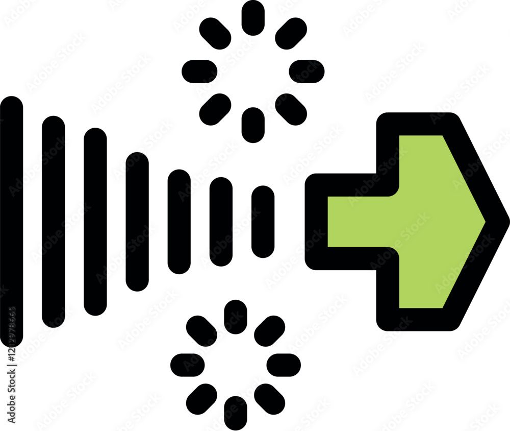 Poster Data processing transforming into actionable insights, symbolized by a forward arrow and loading icons, representing progress and transformation