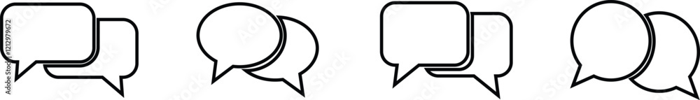 Poster chat message speech bubble vector for apps or website icon in line set. online messaging discussion,