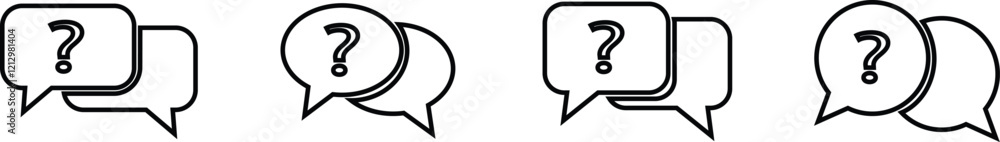 Poster chat message speech bubble vector for apps or website icon in line set. online messaging discussion,