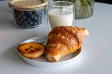 Healthy breakfast served in white kitchen