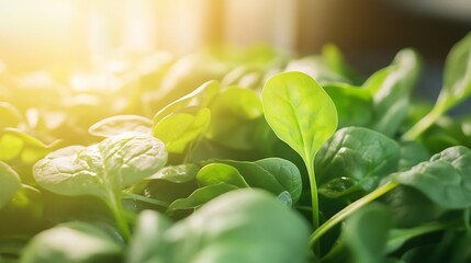 Vibrant Green Spinach Leaves Basking In Sunlight