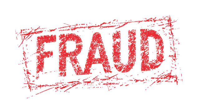 Red stamp with the word "FRAUD" in white or transparent background