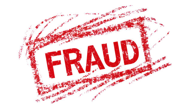 Red stamp with the word "FRAUD" in white or transparent background