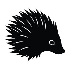 Porcupine Head Silhouette Vector Art and Black Porcupine Head Design Illustration