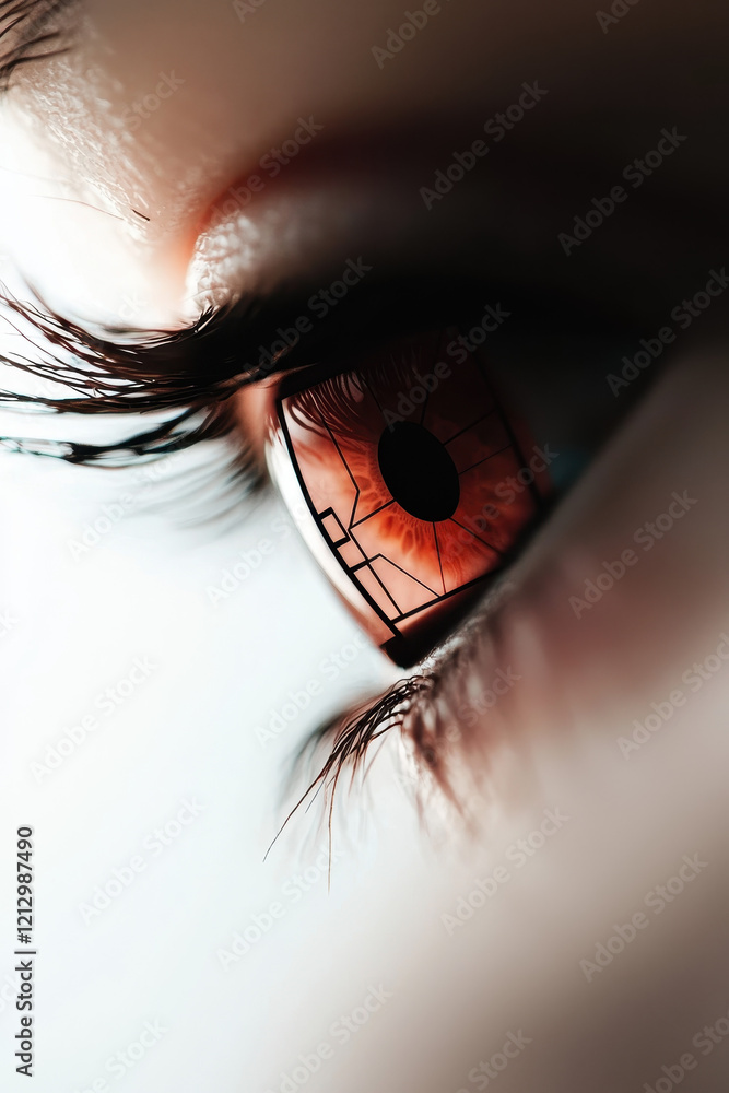 Poster futuristic bionic eye with advanced cybernetic design showcasing the intricacies of high-tech vision