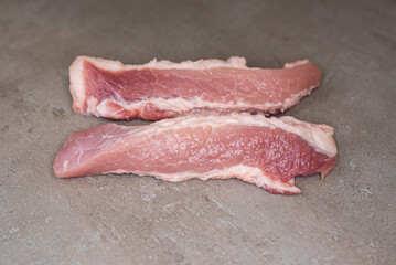 Raw pork shoulder butt steaks