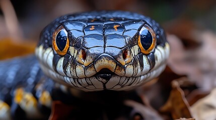 Fototapeta premium Close-up of a Black Snake's Head