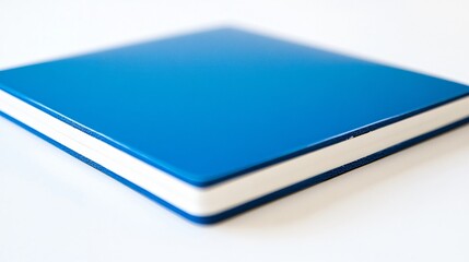 Close-up Blue Notebook with White Binding, Square Design