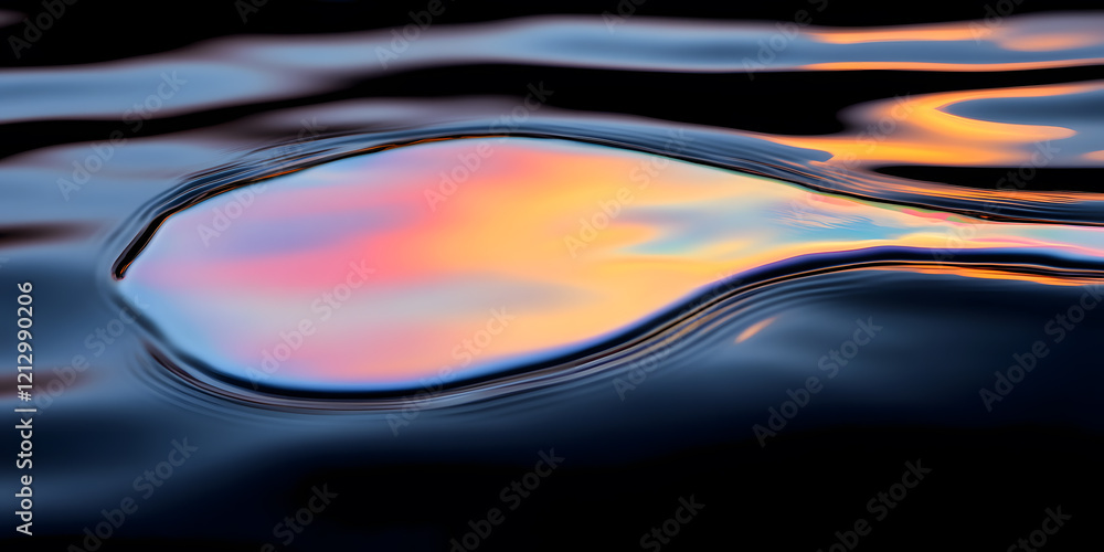 Poster sunset reflection on water, creating a vibrant, abstract pattern of color and light.