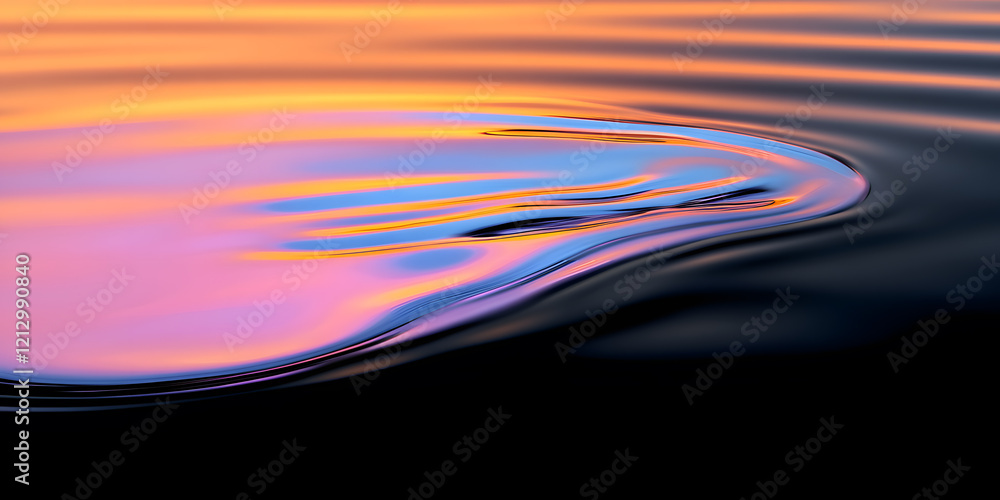 Aufkleber sunset reflection on calm water. vibrant colors create a serene and abstract image. perfect for desi