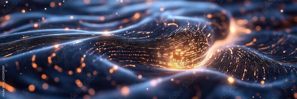 Aufkleber abstract glowing waves with shimmering particles and flowing lines, creating a mesmerizing visual ef