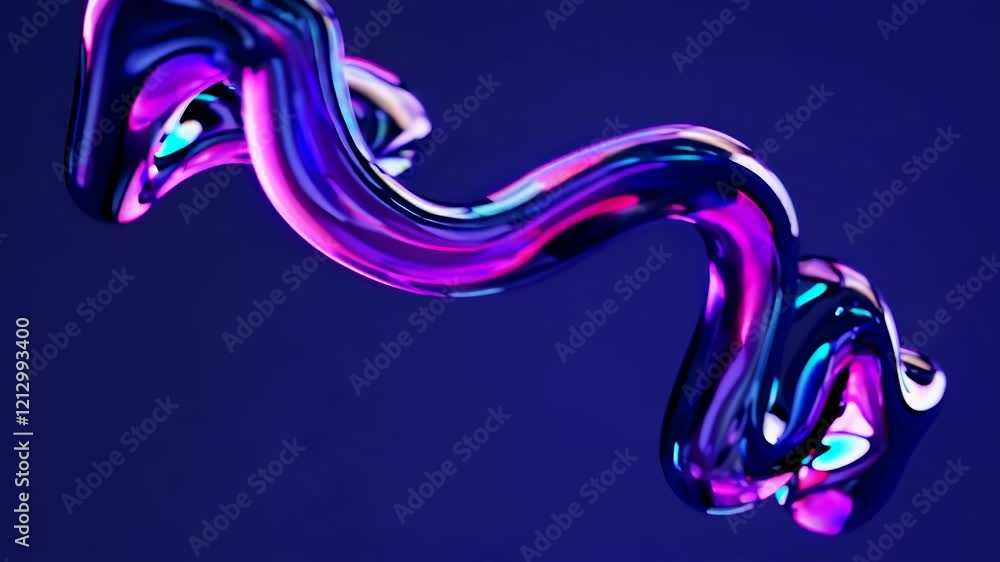 Aufkleber neon liquid motion. futuristic abstract 3d animation of flowing iridescent fluid. vibrant colors swi