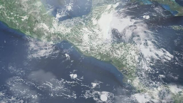 Zooming in on Mixco, Guatemala frome space - Perfect for Travel Intros and Backgrounds. Realistic 3D Animation.