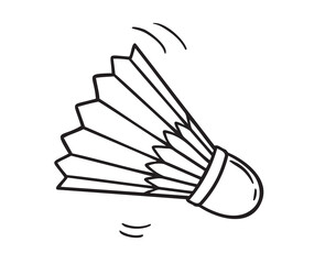 badminton shuttlecock doodle hand drawn icon. Outline drawing badminton shuttlecock line clipart symbol