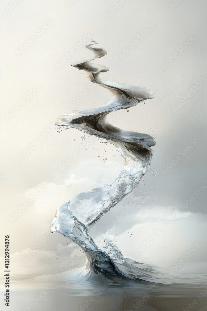 Poster captivating abstract expression of twisting water in a fluid dynamic art form evoking nature's grace