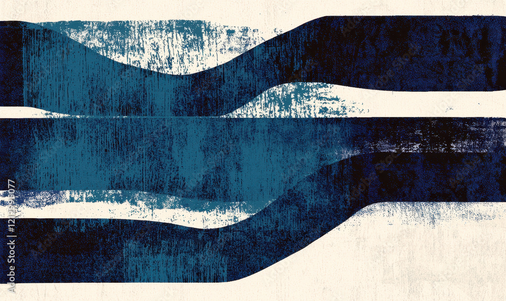 Aufkleber dynamic abstract blue and black geometric design with textured patterns and brush strokes for modern