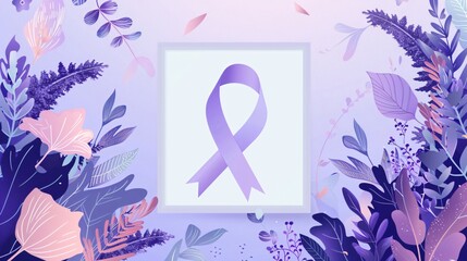 Obraz premium Purple Awareness Ribbon for Alzheimer's Flat Vector Illustration
