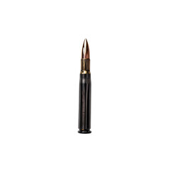Single Bullet: A solitary, gleaming bullet stands upright, showcasing its metallic form, a symbol of precision and power, a stark reminder of the impact it can wield.